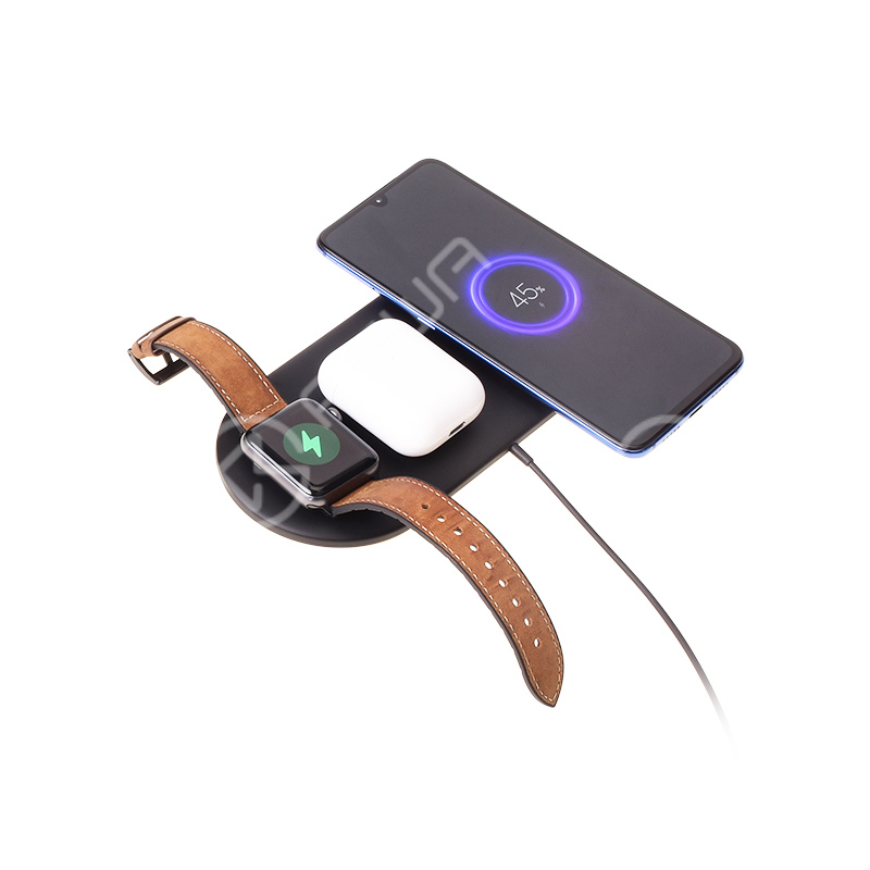 3 in 1 Fast Wireless Charging Pad Black